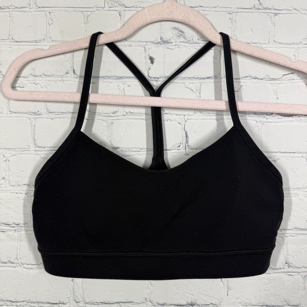 Lululemon Flow Y Bra B/C Women Size 8/10 Black Sport Low Support Athletic